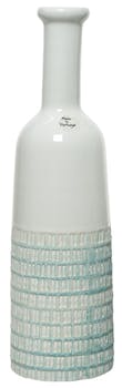 Vase ciselé terre cuite blanche et turquoise H35cm
