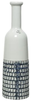 Vase ciselé terre cuite blanche et bleu foncé H35cm