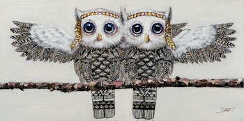 Tableau animaux duo de chouettes 60x120