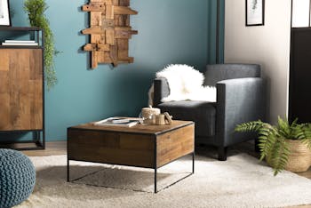 Petite table basse carrée teck recyclé SWING