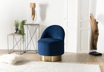 Fauteuil velours bleu marine STOCKHOLM