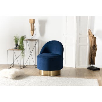 Fauteuil velours bleu marine STOCKHOLM