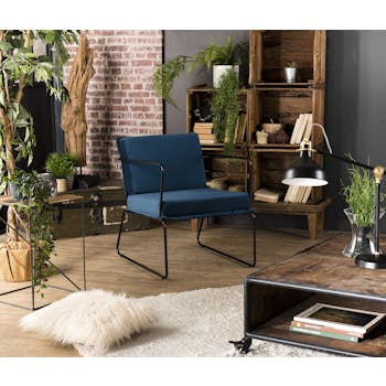 Fauteuil velours bleu foncé STOCKHOLM