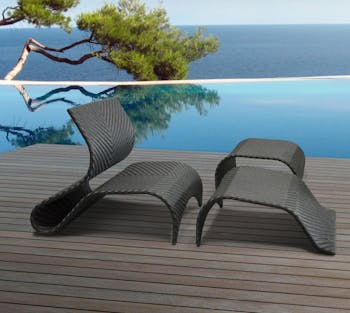 Ensemble Bain de Soleil VANUATU 3 pièces en résine tressée noire