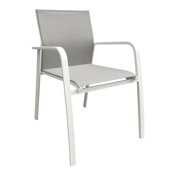 Fauteuil de Jardin NICE en aluminium blanc gris et textilène couleur taupe
