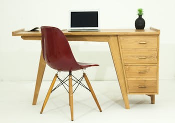 Bureau en Teck massif naturel 4 tiroirs 140x60x78cm POKARA