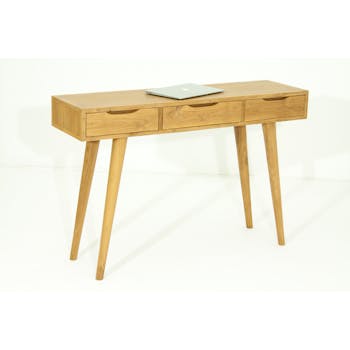 Console en Teck massif naturel 3 tiroirs 120x35x80cm FIFTEES