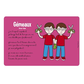 ZODIAQUE - Set de table Gémeaux Rose DLP