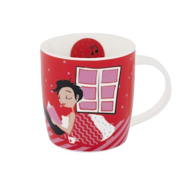 CUISINE DES COPINES Mug L'heure des Thés rouge rose D8,5xH9cm DLP
