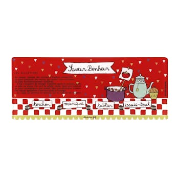 SAVEUR BONHEUR Accroche-clés - Accroche-torchons Saveur Bonheur rouge 25x10cm DLP