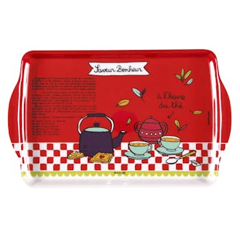 SAVEUR BONHEUR Plateau Heure du Thé rouge 38x23,5cm DLP