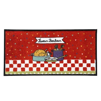 SAVEUR BONHEUR Tapis de cuisine Saveur Bonheur rouge 80x40cm DLP