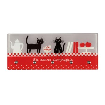 BONNE COMPAGNIE Accroche-clés / Accroche-torchons chats gris rouge 25x10cm DLP