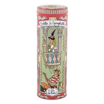 EMBOSSEE Boite à Spaghettis E viva la Pasta rouge D8,5xH26cm DLP