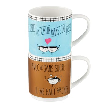 MON CAFE Set de 2 Mugs CALIN DANS MA TASSE DLP