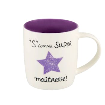 Mug (+ boite) SUPER MAITRESSE parme D8,5x9cm DLP