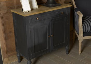 Buffet 2 portes noir style parisien en bois ancien NEW LEGENDE L80xP35xH80 AMADEUS