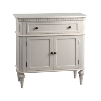 Buffet ancien blanc et bois classique chic 2 portes LEONIE L 80 x P 35 x H 80 AMADEUS