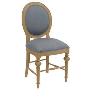 Chaise Louis XVI bois et tissu gris NEW LEGENDE L50xP53xH96 AMADEUS