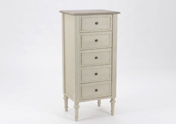 Chiffonnier bois couleur beige 5 tiroirs classique LEGENDE L50xP40xH110 AMADEUS