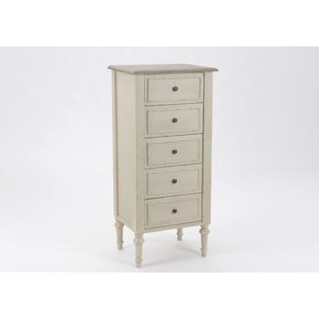 Chiffonnier bois couleur beige 5 tiroirs classique LEGENDE L50xP40xH110 AMADEUS