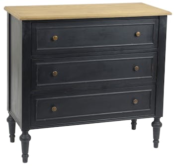 Commode classique en bois noir 3 tiroirs NEW LEGENDE L90xP40xH85 AMADEUS