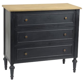Commode classique en bois noir 3 tiroirs NEW LEGENDE L90xP40xH85 AMADEUS