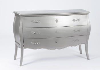 Commode baroque bois argentée 3 tiroirs 120 cm MURANO L 120 x P 40 x  H 80 AMADEUS