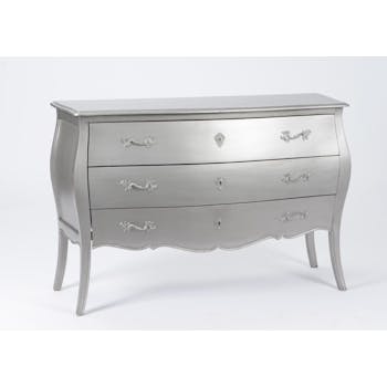 Commode baroque bois argentée 3 tiroirs 120 cm MURANO L 120 x P 40 x H 80 AMADEUS