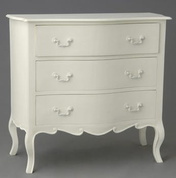 Commode romantique 90 cm Acajou blanc 3 tiroirs APOLLINE L 90 x P 46 x H 85 AMADEUS