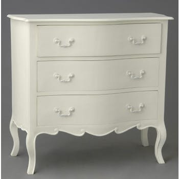 Commode romantique 90 cm Acajou blanc 3 tiroirs APOLLINE L 90 x P 46 x H 85 AMADEUS