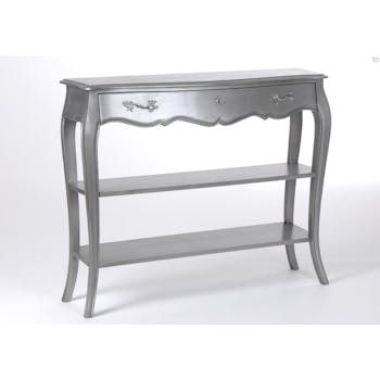 Console argentée baroque 110 cm en bois avec tiroir MURANO L 110 x P 30 x H 90 AMADEUS