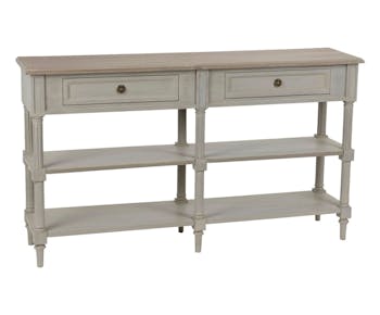 Console d'entrée 140 cm bois vieilli grise 2 tiroirs EDOUARD L 140 x P 35 x  H 80 AMADEUS