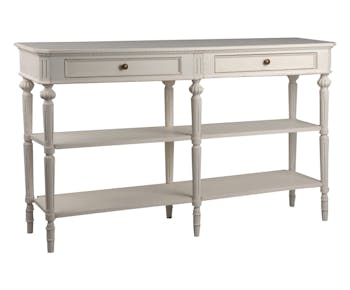 Console drapier à tiroirs shabby 150 cm bois blanc vieilli LEONIE L 150 x P 40 x  H 90 AMADEUS