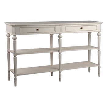 Console drapier à tiroirs shabby 150 cm bois blanc vieilli LEONIE L 150 x P 40 x H 90 AMADEUS