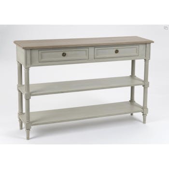 Console drapier grise bois vieilli 120 cm 2 tiroirs EDOUARD L 120 x P 30 x H 80 AMADEUS