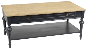 Table basse rectangulaire salon bois noir1 tiroir NEW LEGENDE L120xP60xH50 AMADEUS
