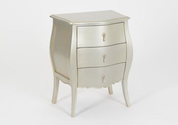 Table de chevet argent antique baroque Acajou 3 tiroirs MURANO L 50 x P 35 x H 65 AMADEUS