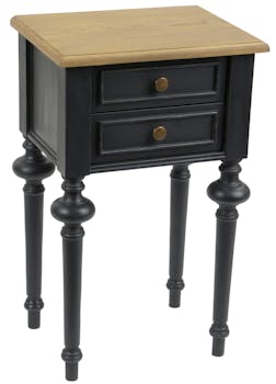 Table de chevet Louis XVI 2 tiroirs en bois bicolore noir NEW LEGENDE L40xP30xH65 AMADEUS