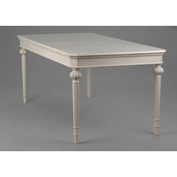 Table de repas extensible 160/200 cm bois vieilli blanc LEONIE L 200 x P 90 x H 75 AMADEUS