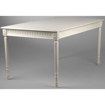 Table de repas rectangulaire 150 cm en bois blanc PORQUEROLLES L 150 x P 90 x H 75 AMADEUS