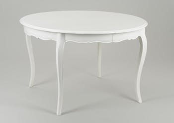Table ronde extensible 120/160 cm Acajou crème antique romantique MURANO L 160 x P 120 x H 75 AMADEUS