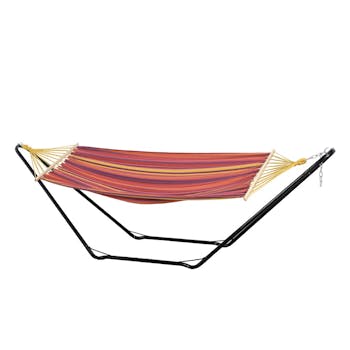 Hamac avec support acier 2 places BEACH SET Rouge 200x100cm AMAZONAS