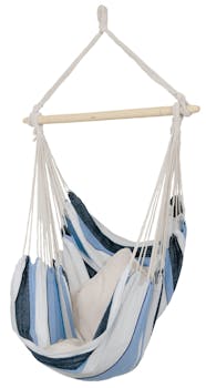 Hamac chaise suspendu HAVANA Marine Bleu blanc 150x120cm AMAZONAS