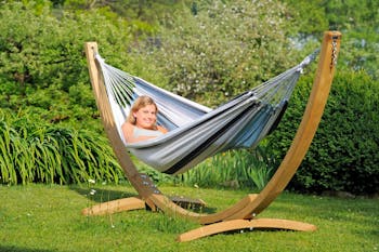 Hamac avec support bois 2 places APOLLO SET Marine 210x140cm AMAZONAS