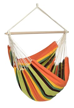 Hamac Fauteuil suspendu Brasil Gigante Esmeralda vert orange jaune XXXL 200x140cm AMAZONAS