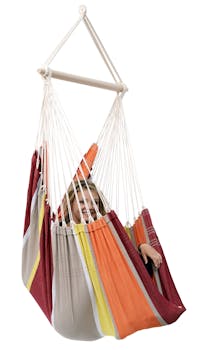 Hamac Fauteuil suspendu Brasil Acerola jaune orange gris bordeaux XL 160x130cm AMAZONAS