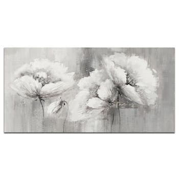 FLEURS Tableau Coquelicots rectangle Gris Acryl. 120x60