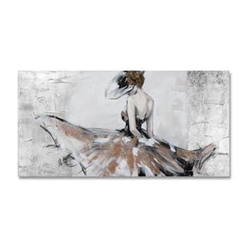 FEMMES 70x140 Peinture acrylique rectangle Noir, Marron avec effet pailleté