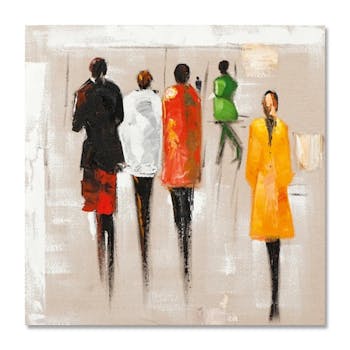 FEMMES 70x70 Peinture acrylique carrée Rouge et Jaune